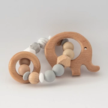 Marokrágóka - Szilikon és fa gyöngyökből, kézzel készítve - Greige Marokrágóka - Szilikon és fa gyöngyökből, kézzel készítve - Greige