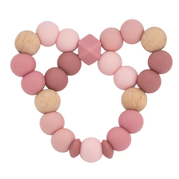Mackó Rágóka - Szilikon és fa gyöngyökből, kézzel készítve - Rose Mackó Rágóka - Szilikon és fa gyöngyökből, kézzel készítve - Rose