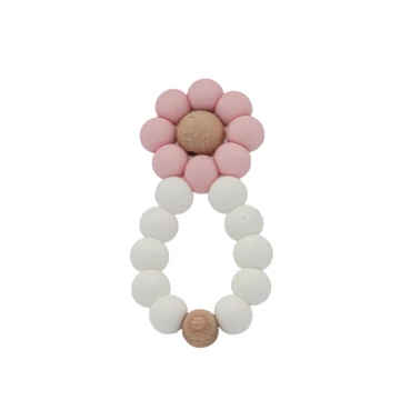 Virág Rágóka - Szilikon és fa gyöngyökből, kézzel készítve - Rose Virág Rágóka - Szilikon és fa gyöngyökből, kézzel készítve - Rose