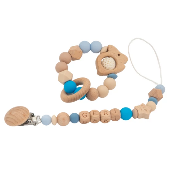 Babaváró ajándékcsomag - Marokrágóka és Cumilánc névvel - Blue Bunny
